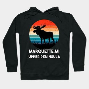 Marquette MI Upper Peninsula Moose Sunset Hoodie